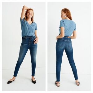 Madewell 11" High-Rise Skinny Jeans 27 in Ames Wash Button-Front Edition Blue